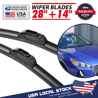 Front Windshield Wiper Blades Pair 28''+14'' All Season For Honda Fit 2009-2020