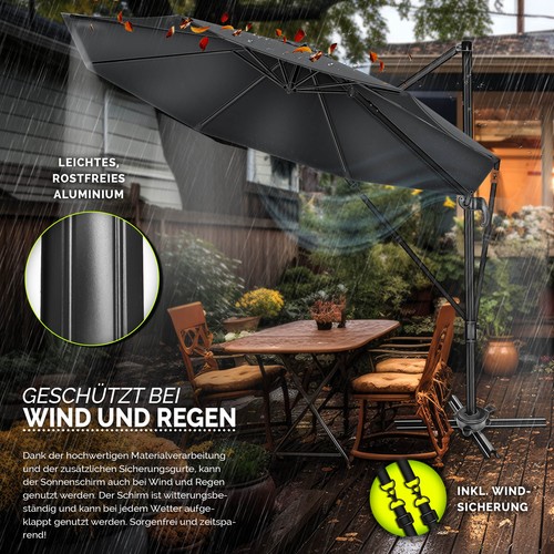 Parasol tillvex® 330 cm parasol parasol parasol de jardin parasol de marché balcon en aluminium NEUF - Photo 4/63