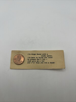 VTG Lucky  BINGO BENNY Penny HERE TO BRING YOU LUCK  Novelty Gift 1995