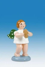Angel Musician With Tambourine Without Crown Height Approx 2 3/8in New Wooden