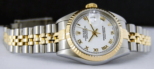 ROLEX Ladies 18kt Gold & Stainless DateJust White Roman 79173 SANT BLANC - Picture 4 of 5