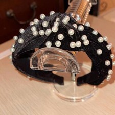 Black  velvet headband w pearls  NWOT
