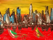 NICE VIEW Modern Abstract   Original Oil Painting  IMPRESSIONIST ARTIST