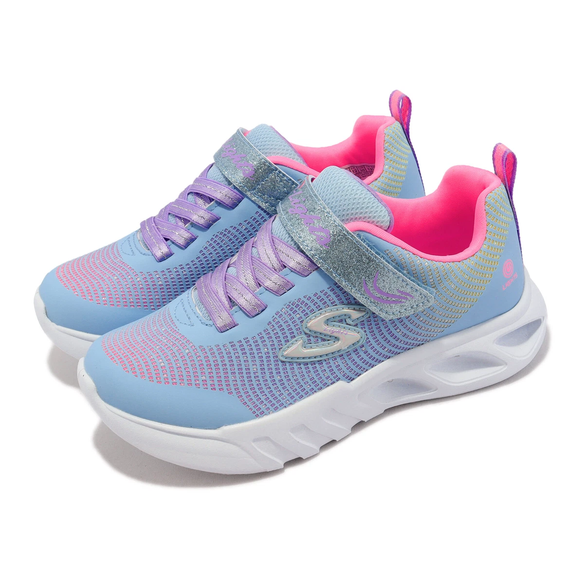 Skechers S Lights Flicker Flash Light Blue Kids Preschool Casual 303700 LLBMT