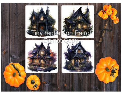 Halloween themed neoprene drink coasters, set of 4, CHOICE, absorbent, Fall