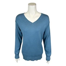 Joan Rivers Women's V-Neck Sweater and Scarf Set Teal Small Size