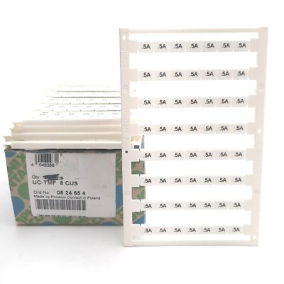Lot of 5 Phoenix Contact UC-TMF 8 CUS Terminal Block Sheets, Marking: ''.5A''
