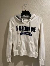 AF Abercrombie  Fitch ATH Dept Hoodie White Sweatshirt Womens Size XS EUC