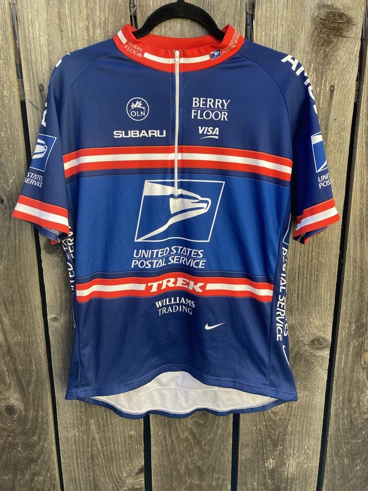 Camiseta de ciclismo para hombre USPS Nike Dri-Fit XL Subaru Trek bolsillos media cremallera multi Foto 4 de 4