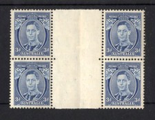 M2115 Australia 1937 SG168 - 3d blue (Die I) in a gutter block of 4.