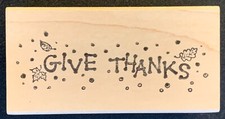 Northwoods Give Thanks Leaves Rubber Stamp