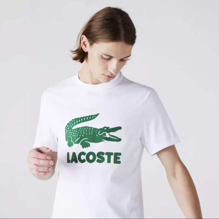 LACOSTE ホワイト ニットＴシャツ セール】 リラックスフィットニットTシャツ （Tシャツ