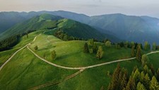 Landscape nature path road trees forest grass mountains Custom Gaming Mat Desk