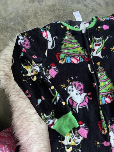 Secret Treasures Meowy Catmas XS 0-2 Adult One Piece Christmas Fleece Pajamas - Picture 4 of 11