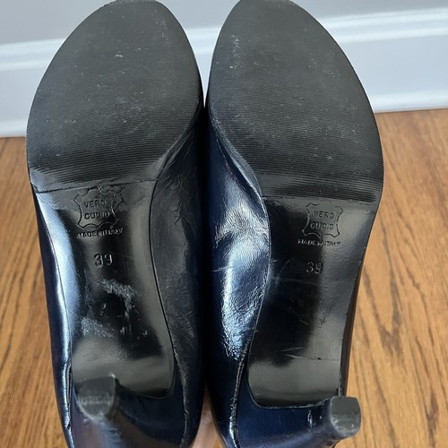 Women's Barneys New York Navy Blue Patent Leather Mary Janes Size 39 Italy - Picture 8 of 14