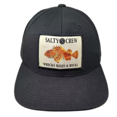 Salty Crew Snapback Hat Black White One Size Fish Patch Wrecks Reefs & Rocks