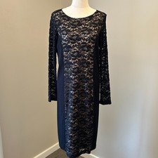 Mela Purdie Dress Women AU 12 Black Nude Lace Sheath Evening Cocktail