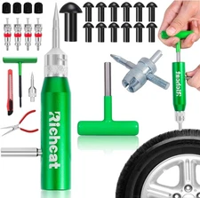 Richcat Tubeless Tire Puncture Repair Kit with Mushroom Plug, 12Plugs 