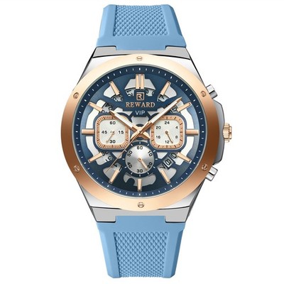 REWARD Men's Silicone Multifunction Chronograph Calendar Luminous Quartz Watch