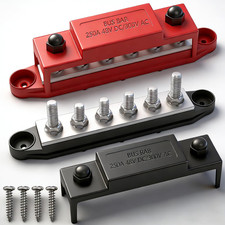 250A 12V Bus Bar Marine, 1/4" Power Distribution Block, Battery Buss Bar