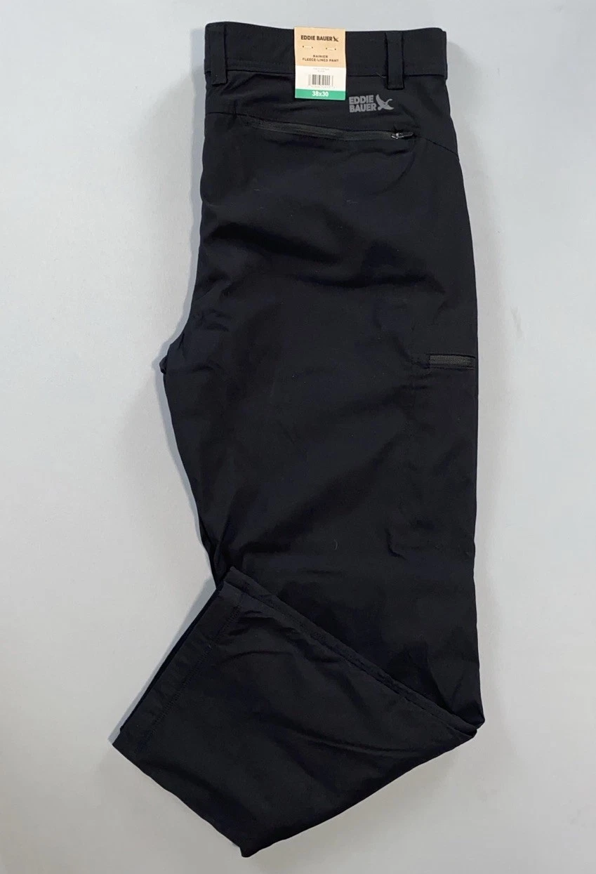 Eddie Bauer Men's Rainier Fleece Lined Hiking Pants. Black, Men's 38X30. NWT!