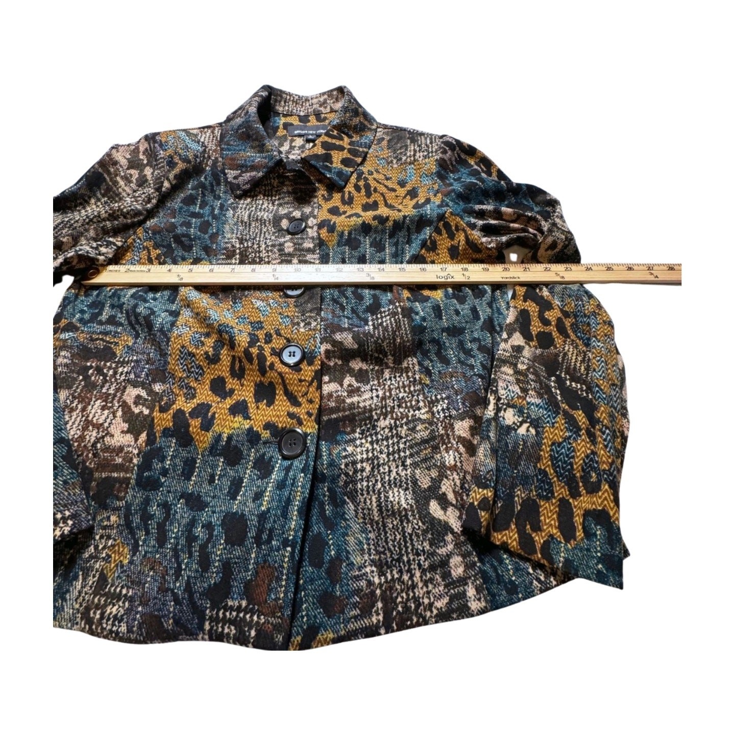 Briggs New York Patchwork Print Button Front Jack… - image 9