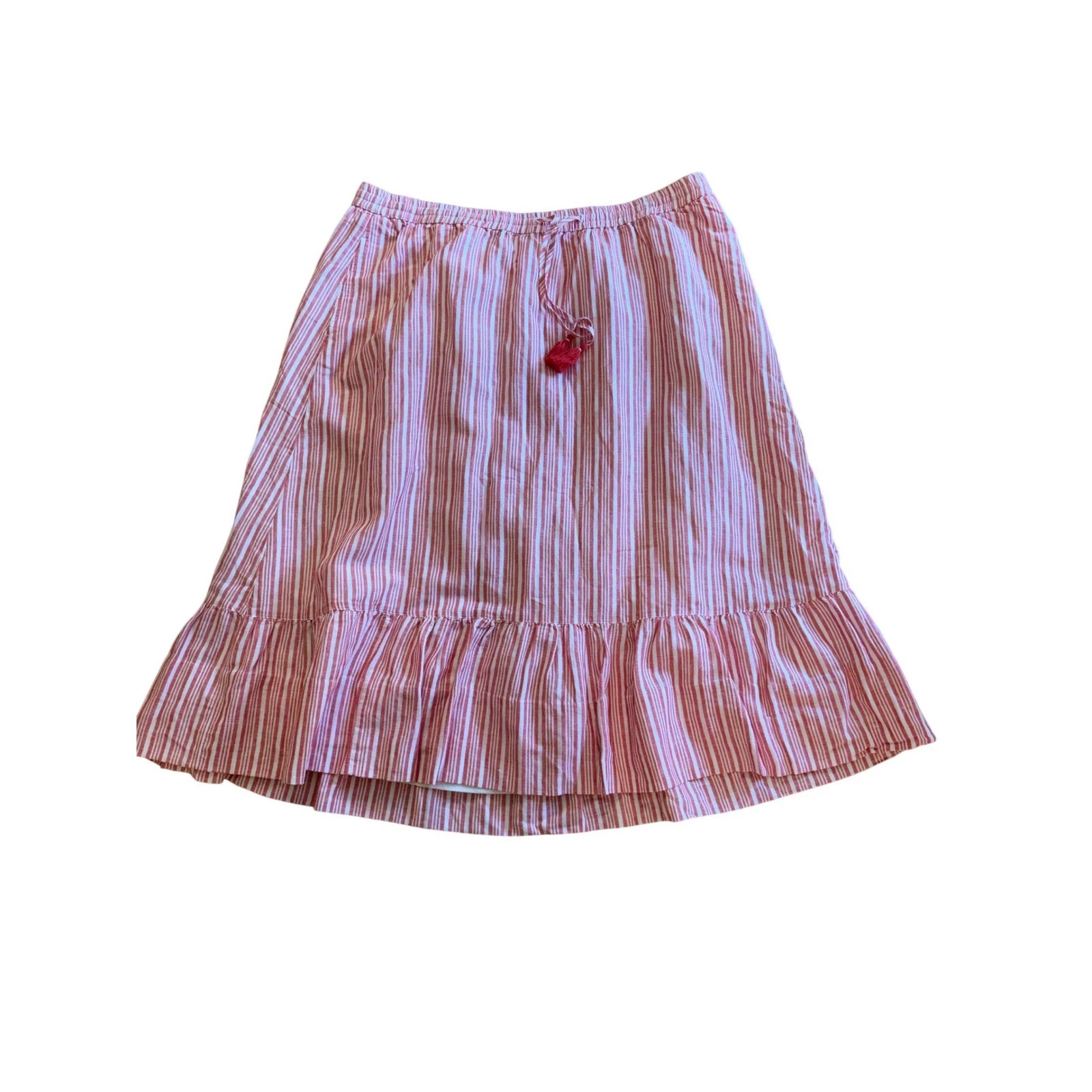 Talbots Plus 2X Striped Linen Blend Tiered Midi Skirt Coral White Tassel Elastic
Opens in a new wind