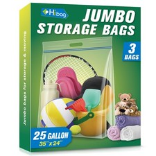 HIBAG 25 Gallon Jumbo Storage Bags, 35 x 24 Resealable Clear Bags
