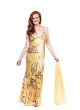 FINAL SALE! - LIZ ELANA Long Guess Dress for Women Yellow Printed - Size 12