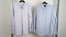M S Men's 2pcs Bundle Shirts Size 3XL Blue Lilac Stipe Slim Long Sleeve New F2