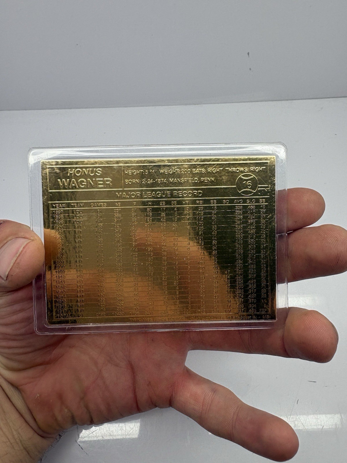 HONUS WAGNER 22kt Gold Danbury Mint Card - HOF view 2
