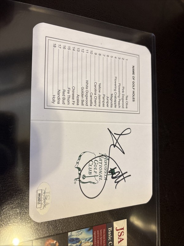 Adam Scott Autographed Masters Scorecard.