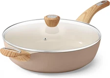 13.3in Ceramic Nonstick Frying Pan w Lid 6Qt Deep Saute Induction
