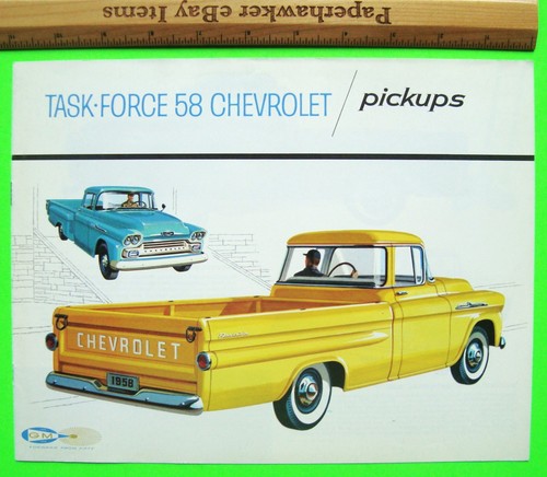 1958 CHEVROLET PICK-UP TRUCK DLX 8-pg COLOR CATALOG Brochure APACHE Xlnt+++