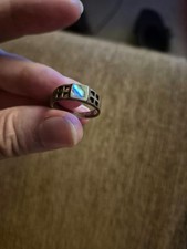 Vintage 925 Sterling Silver Mackintosh Grid Ring Mother of Pearl Abalone