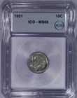 1951 Roosevelt Dime 10C ICG MS66