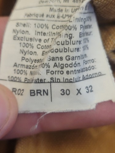 Mono Carhartt Peto Adulto 30x32 Bronceado Acolchado Pato Babero Doble Rodilla Hombres - Imagen 7 de 9