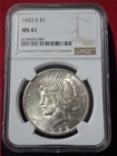1922-S $1 Silver Peace Dollar NGC MS 61                               #MF-3747