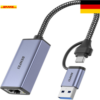 USB-C zu Ethernet Adapter | Gigabit LAN für MacBook/Windows | 1000Mbps
