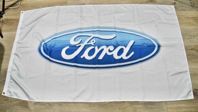 Ford Truck Car Racing Decor Home Sign Banner Flag White Blue About 3 x 5