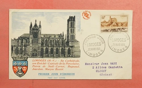 DR WHO 1955 FDC FRANCE ST STEPHEN BRIDGE LIMOGES #763 73640