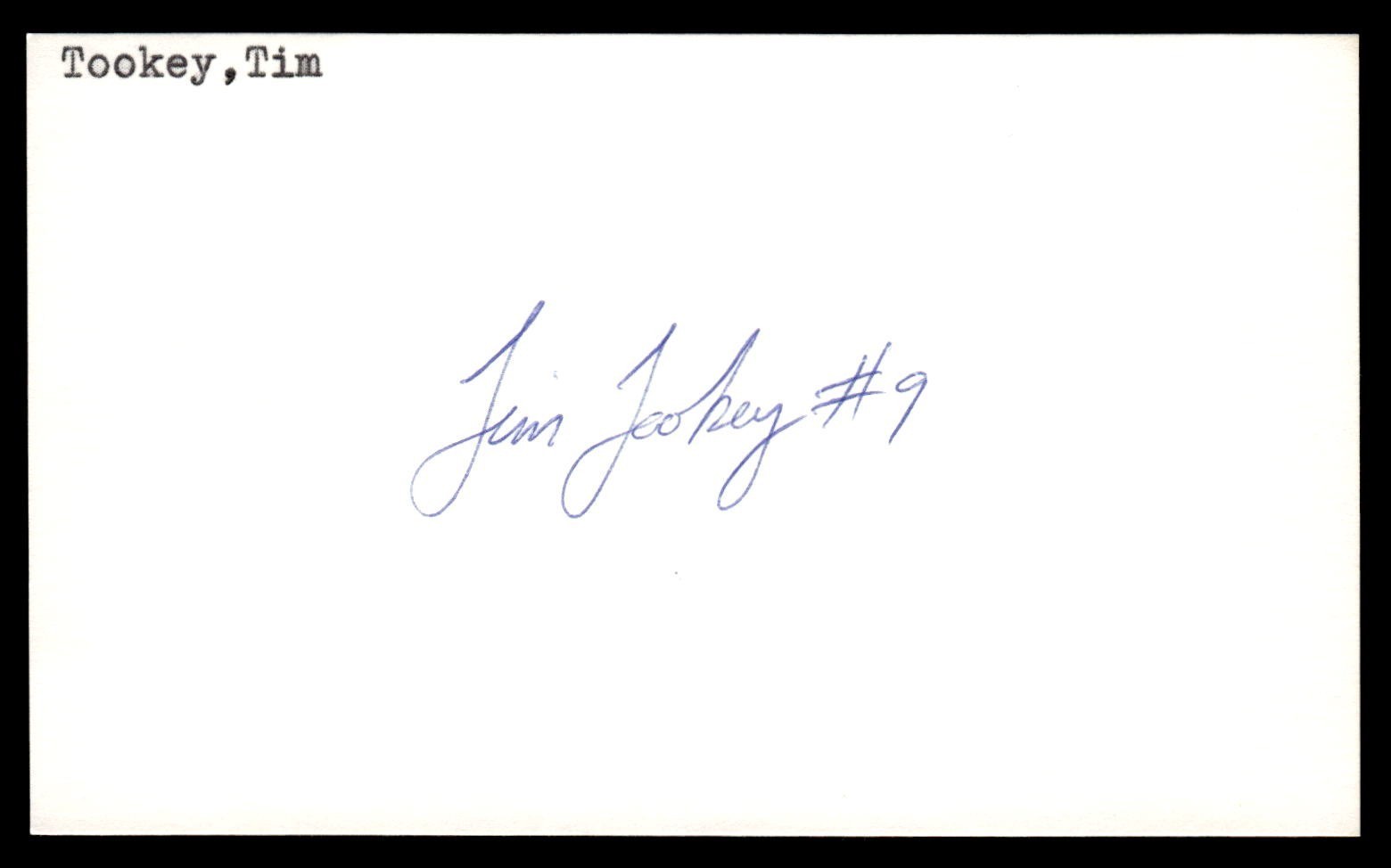 Tim Tookey Hockey Signed Index Card Auto JSA Pre-Cert *CA6172