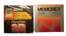 Vintage Sealed Lot of 2 BASF / Memorex 2D 5.25" Two Sided Double Density Disks