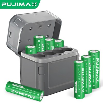 8x 1.5V 3400mWh AA wiederaufladbare Li-ion batterie mit schneller 8 Slot Ladebox