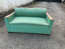 Canapé vintage Art Déco - Skaï vert