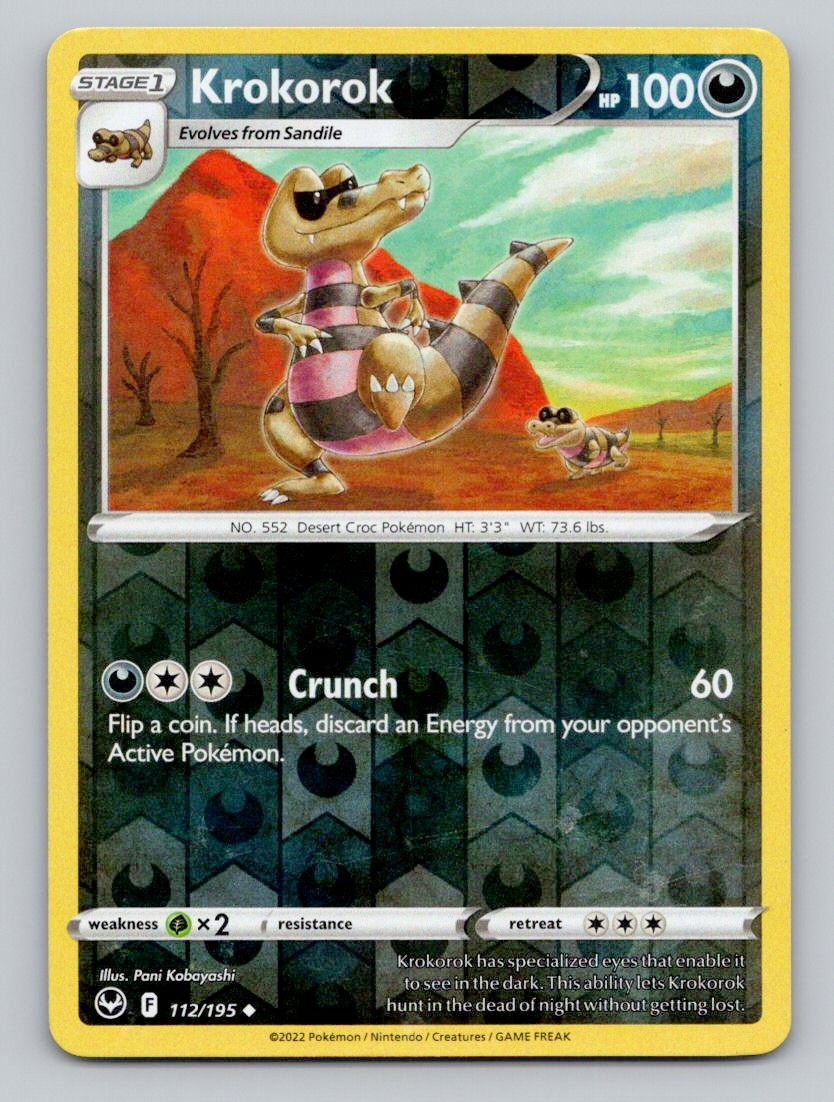 Krokorok 112/195 Uncommon Silver Tempest Pokemon Reverse Holo Near Mint