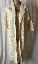 Vintage Creazioni Paoli Firenze Crochet Raffia Long Coat Sz S/M Stains 1950’s