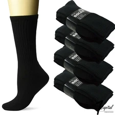 Lots 3-12 Pair Mens Black Crew Athletic Sports Work Cotton Socks Size 9-11 10-13