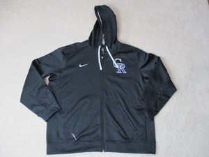 Nike-Colorado-Rockies-Hoodie-Sweater-Adult-2XL-XXL-Black-Purple-Baseball-Dri-Fit