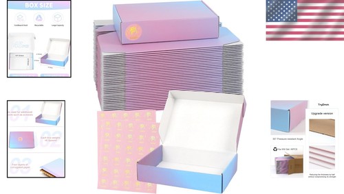 Pack of 45 Purple Corrugated Shipping Boxes - 9x6x2 Inches for Small Business - Picture 2 of 9